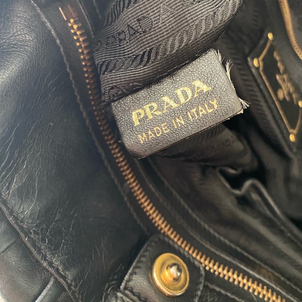 PRADA Napa Gaufre Ruched Leather Bag - Picture 9 of 9